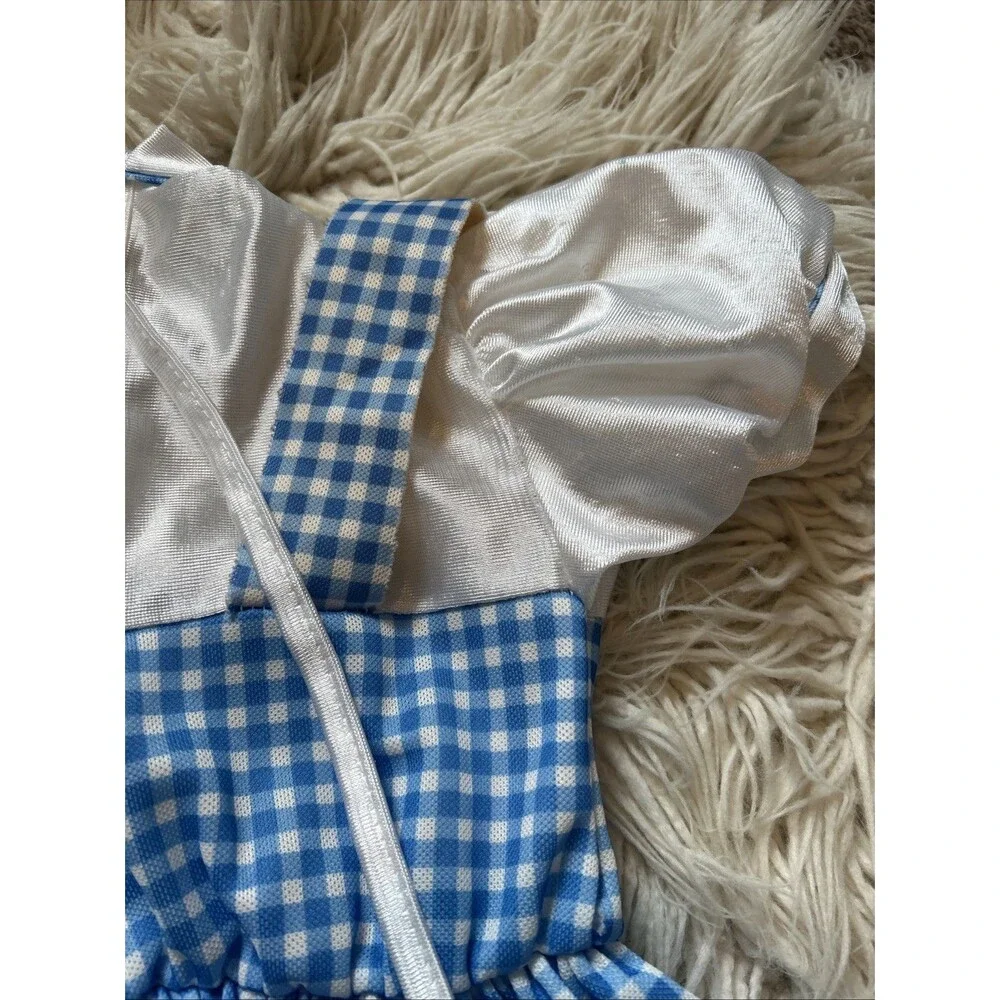 Girls  Dorothy Wizard of Oz pinafore gingham blue dress Halloween costume S